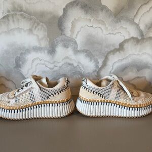 Chloe Textured Beige and White Sneakers